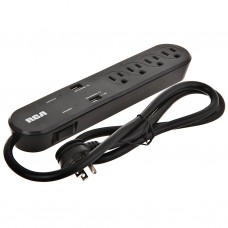 Protector de corriente con 4 tomas y 2 puertos USB 450 joules RCA