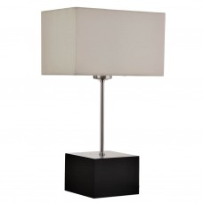 Lámpara de mesa con base wengue y pantalla rectangular beige