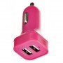 Cargador para auto 2 puertos USB con cable Micro USB Rosa Case Logic