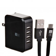 Cargador para pared con 4 puertos USB y cable Micro USB Case Logic