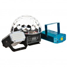 Juego de 3 luces para fiesta Magic Ball, Mini Flash y Mini Laser Sonic