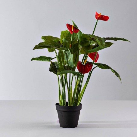 Planta artificial con maceta Flor Anturio Rojo Haus