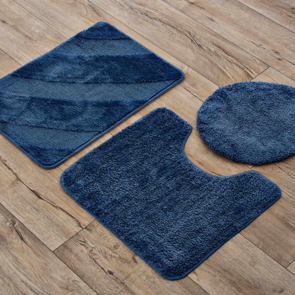  LOCHAS Juego de 2 alfombras de baño azul marino, juego de 2  alfombras de baño suaves en forma de U de 20 x 20 y 34 x 20 pulgadas,  tapetes de