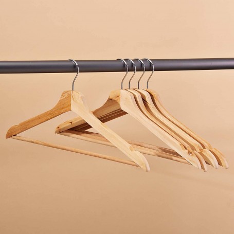 Armador de madera para pantalón con barra y pinzas