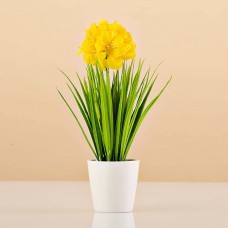 Planta artificial pequeña con flor y maceta Haus