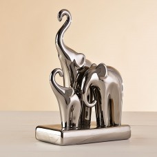 Figura con base Familia Elefante Silver Liso