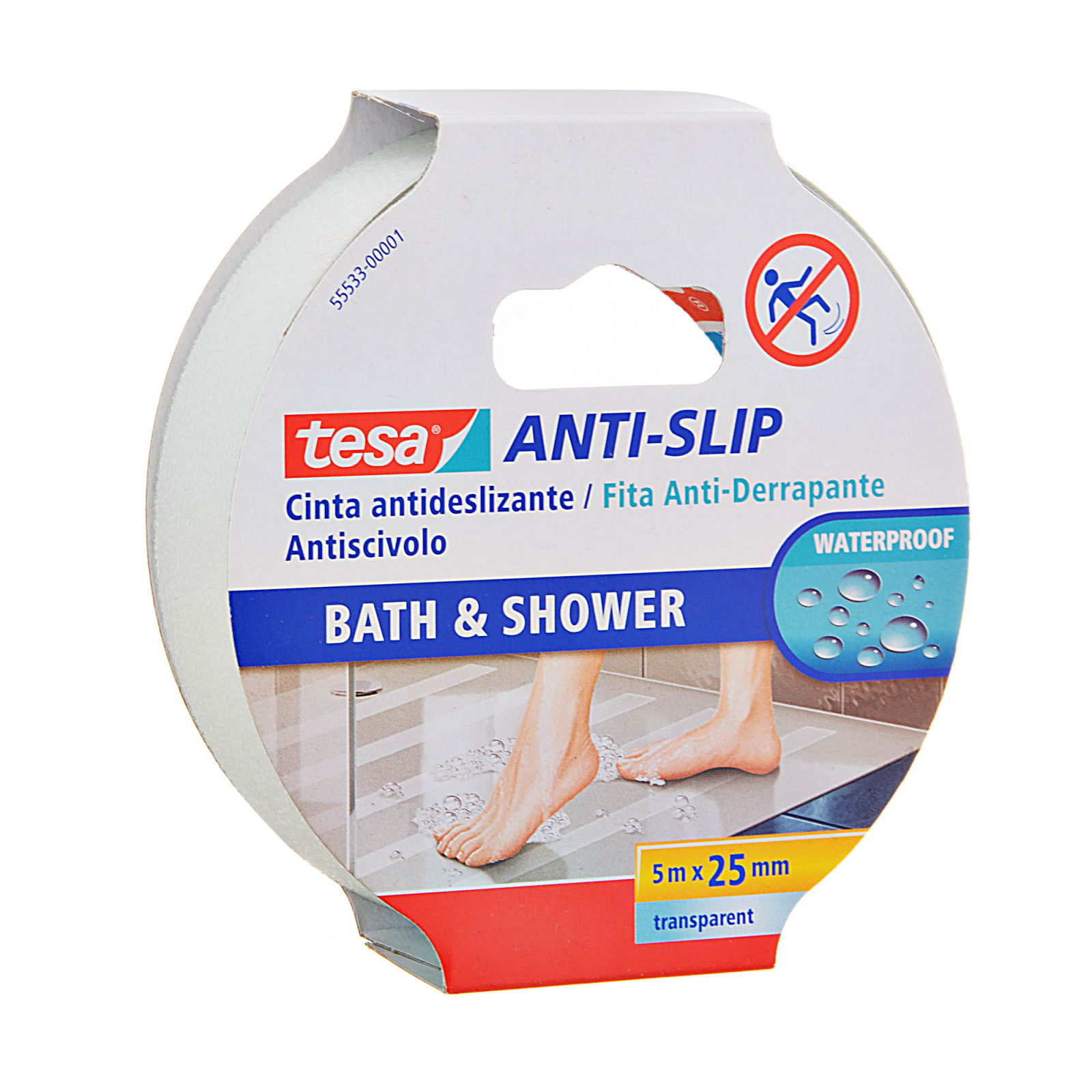 Cinta antideslizante para baños Clear Tesa