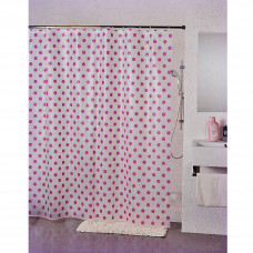 Cortina para baño con 12 ganchos Fucsia Círculos Novo