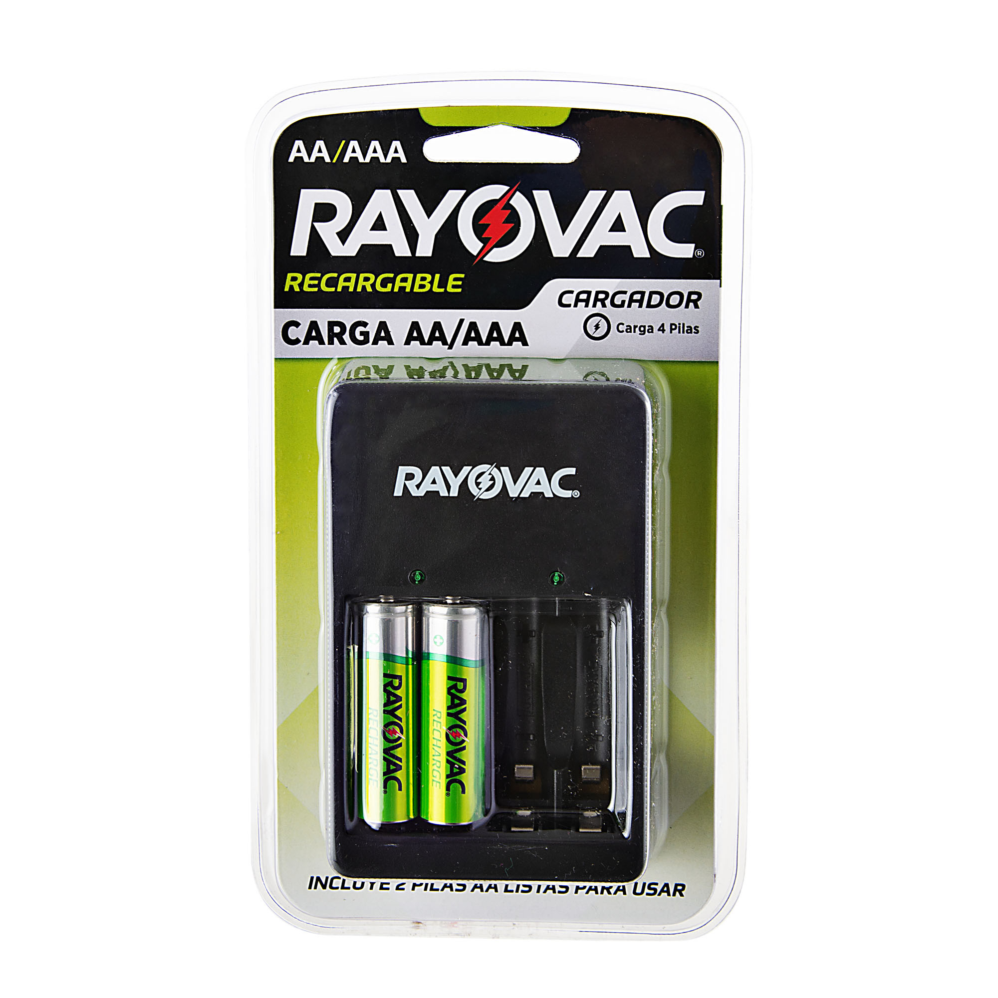 apagado Analgésico Interminable Cargador de pilas 4 AA / 4 AAA con 2 pilas recargables AA Rayovac
