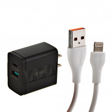 Cargador para pared con puerto Tipo-C / USB y cable Lightning PLM330C/I5 VIDVIE