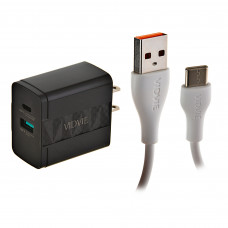 Cargador para pared con puerto Tipo-C / USB y cable Tipo-C PLM330C/TC VIDVIE