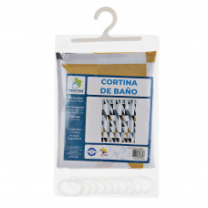 Cortina para baño con ganchos Geométrico