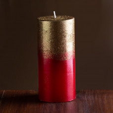 Vela pilar Rojo / Dorado