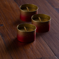 Juego de 3 velas tealight Rojo / Dorado