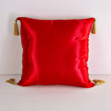Cojín relleno con borlas Rojo Satín Haus