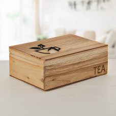 Caja para té de madera con 6 divisiones Natural