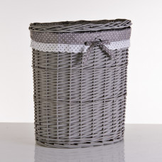 Hamper con tapa y forro puntos blanco/gris Haus