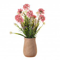 Planta artificial con flor rosada con maceta redonda terra Haus