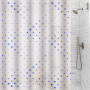 Cortina para baño con ganchos Puntos Clear / Azul