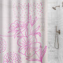 Cortina para baño con ganchos Flores Clear / Fucsia