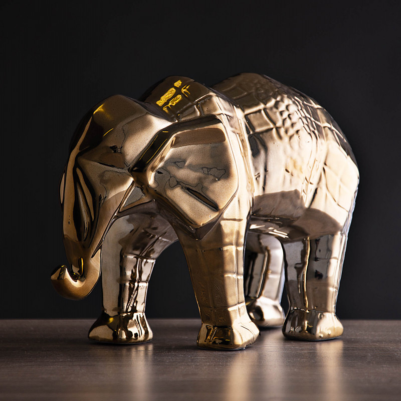 Figura Elefante Mediano Geométrico Dorado Haus