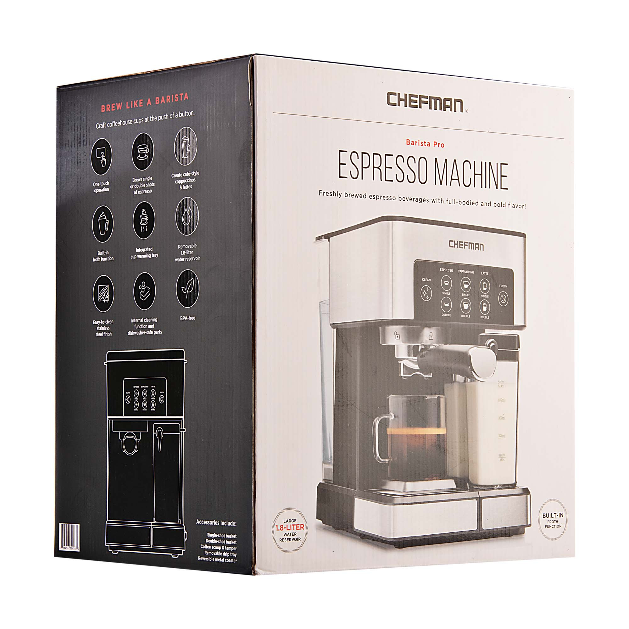 Chefman Cafetera Espresso Pantalla Táctil RJ54V2