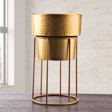 Maceta con base Martillado Dorado Haus