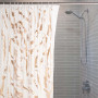 Cortina de vinilo para baño con ganchos Laberinto Habano / Clear