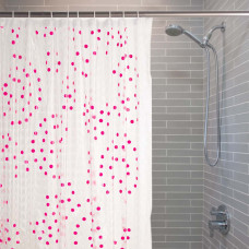 Cortina de vinilo para baño con ganchos Espiral Clear / Fucsia