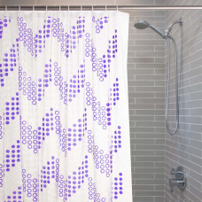 Cortina de vinilo para baño con ganchos Geométrico Clear / Morado