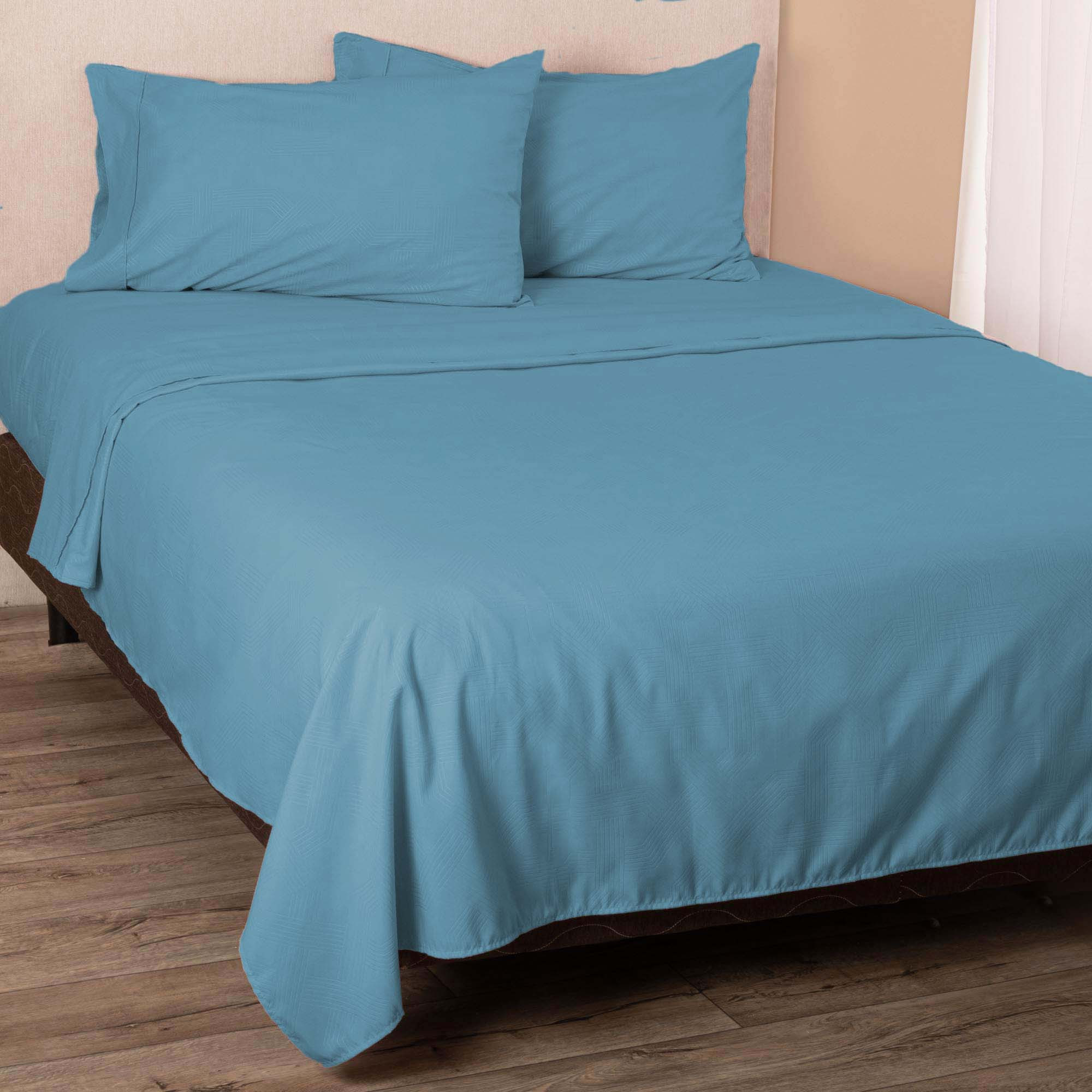 Sábana de punto 100% algodón azul para cama de 150 cm con almohadas BLUE, Maisons du Monde