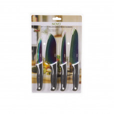 Cuchillos Rainbow de acero inoxidable / mango negro 4 piezas Novo