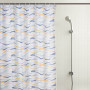 Cortina para baño con ganchos Olas Azul / Mostaza Haus