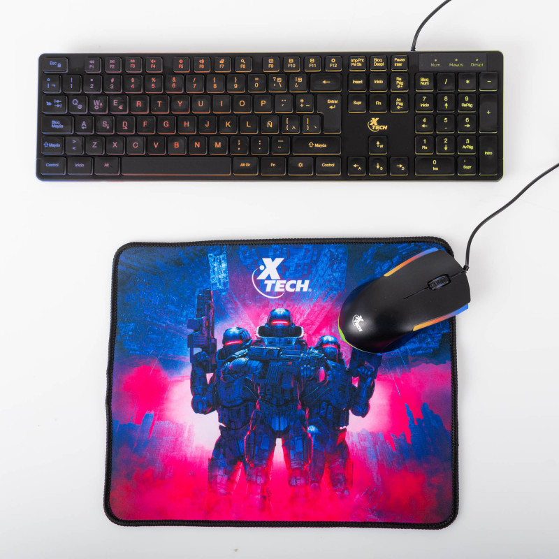 XTech Teclado / Mouse / Mouse Pad Alámbrico con Luz LED XTK-535S