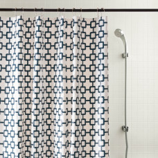 Cortina para Baño Cuadros Blanco / Azul de PEVA