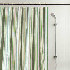 Cortina para Baño Líneas Blanco / Verde de PEVA