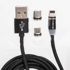 Cable Multiusos 3-en-1 Lightning / USB-C / Micro USB con Luz LED Magnético Mental Beats