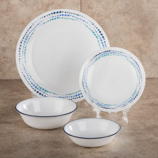 Vajilla Redonda de Vidrio Vitrelle de 16 Piezas para 4 Puestos Ocean Blue Corelle