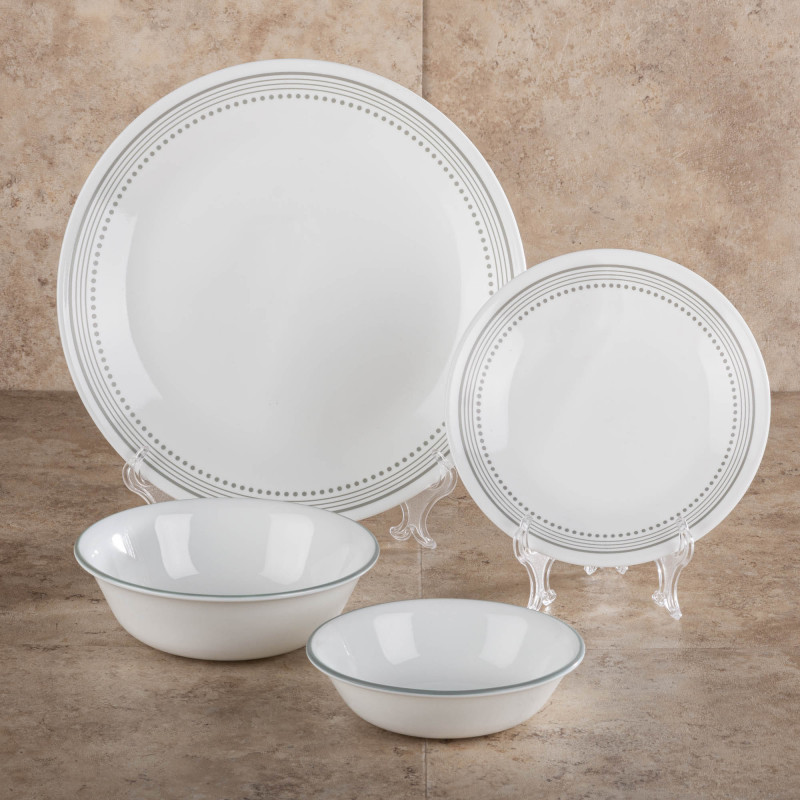 Vajilla Redonda de Vidrio Vitrelle de 16 Piezas para 4 Puestos Mystic Gray Corelle