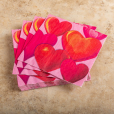 Juego de 20 Servilletas de Papel Lunch Corazones Rosa