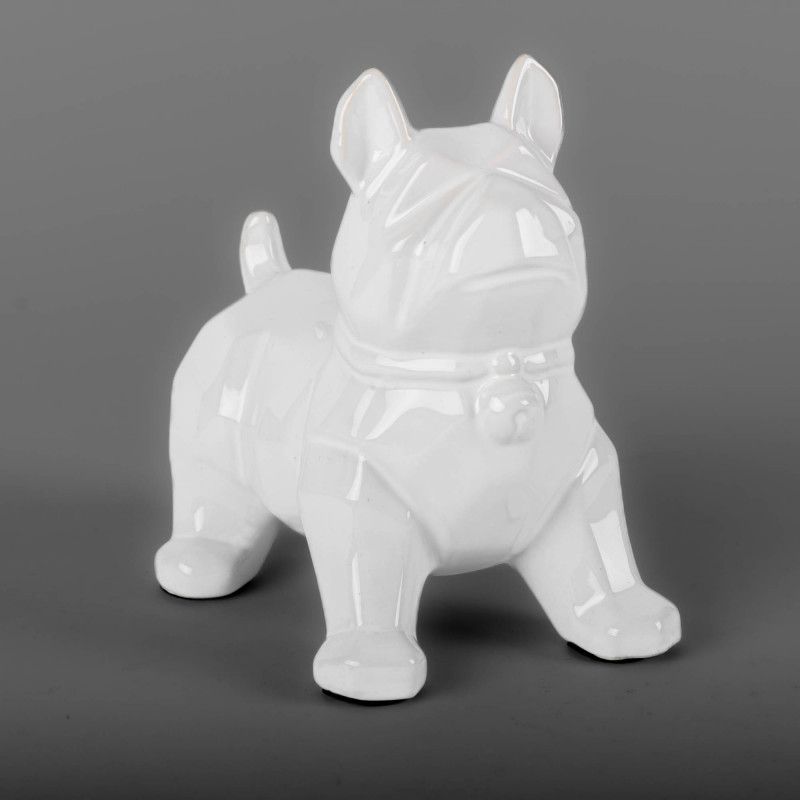 Escultura Perro Boxer Blanco de Cerámico Marrés
