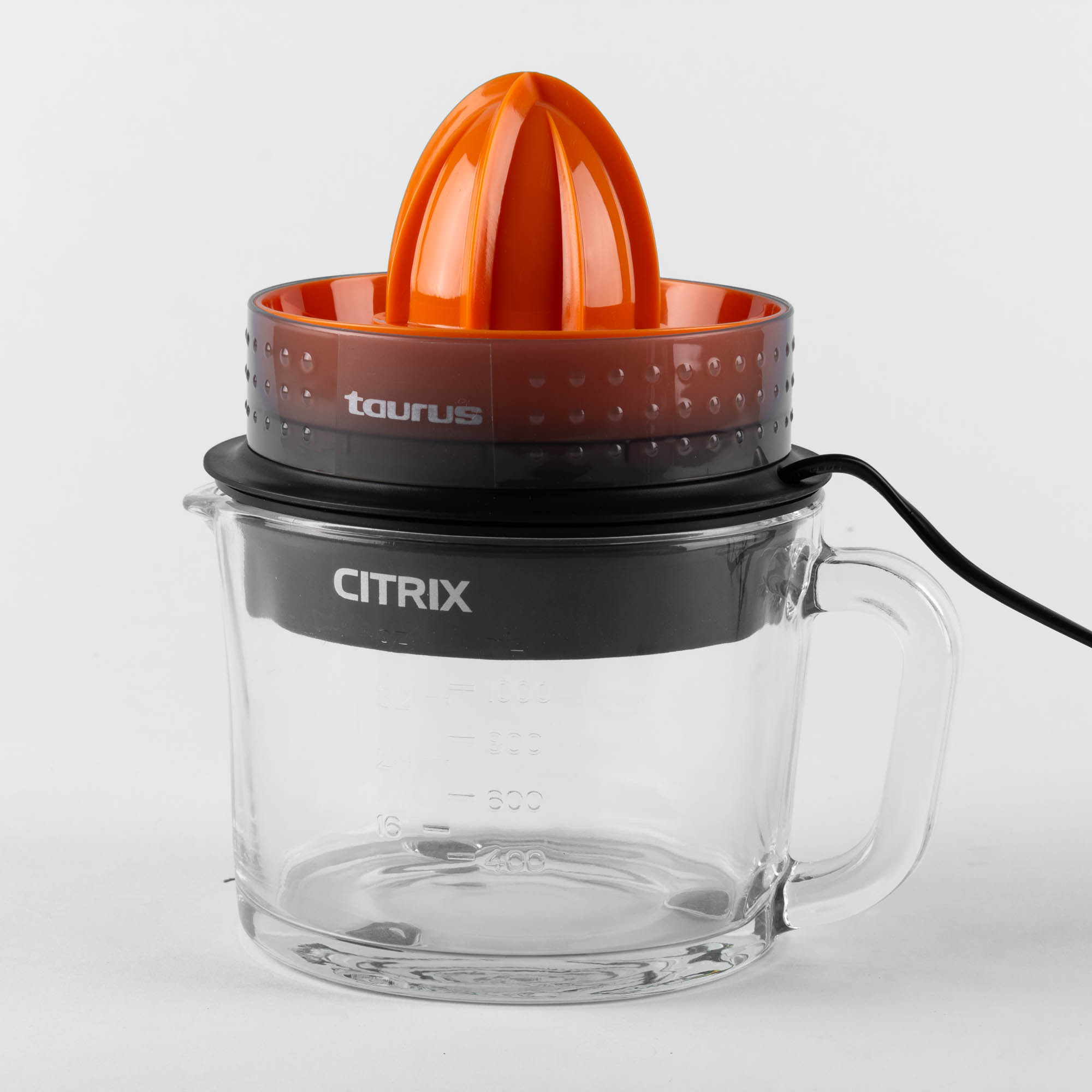 TAURUS CITRIX | Exprimidor de Cítricos | ÚNICO con Jarra de Vidrio de 1  Litro | Exprimidor de Naranjas | Filtro para Bagazo de 3 niveles | Doble