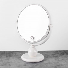 Espejo Redondo Doble Lado Aumento 7X con Pedestal de Acrílico Blanco Novo