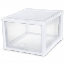 Caja Organizadora Rectangular Apilable de Plástico Clear / Blanco Sterilite