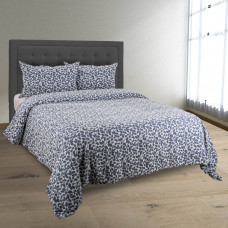 Juego de Duvet Hojas Otoño Azul Jacquard 100% Poliéster