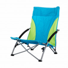 Silla Baja Grande para Playa de Poliéster y Acero con Brazos Turquesa / Verde