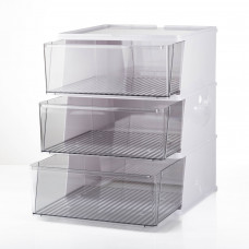 Organizador / Cajonera de 3 Niveles y 3 Servicios Blanco / Clear de Polipropileno para Closet