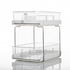 Organizador Multiusos de 2 Niveles y 6 Servicios 32.5x21.5x37cm Blanco / Clear de Aluminio y Plástico