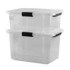 Caja Organizadora de Plástico con Tapa Clear / Gris Sterilite