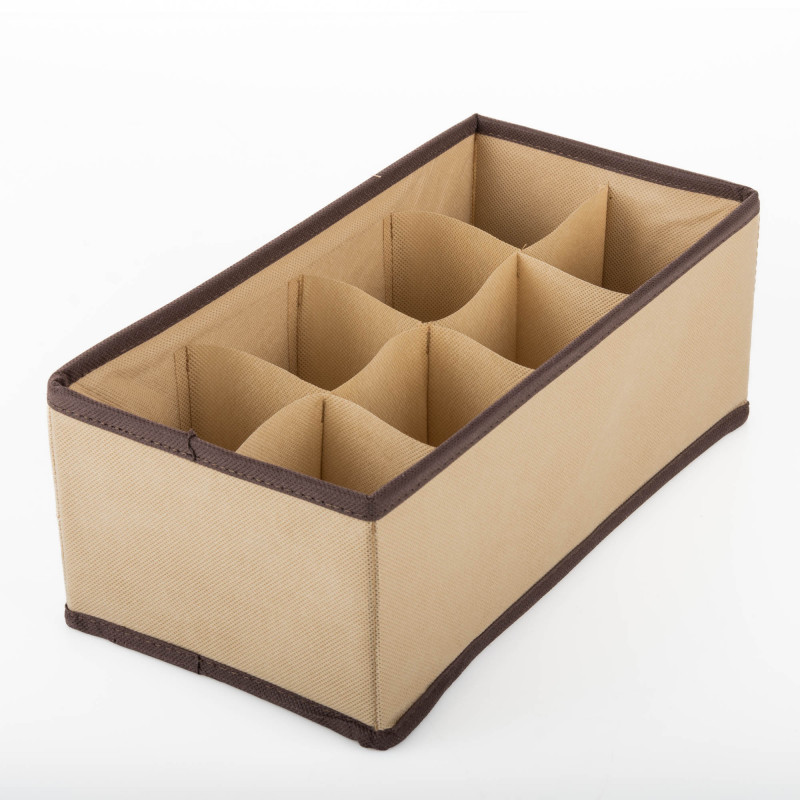 Caja Organizadora Rectangular Habano / Café 11x31x15cm con 8